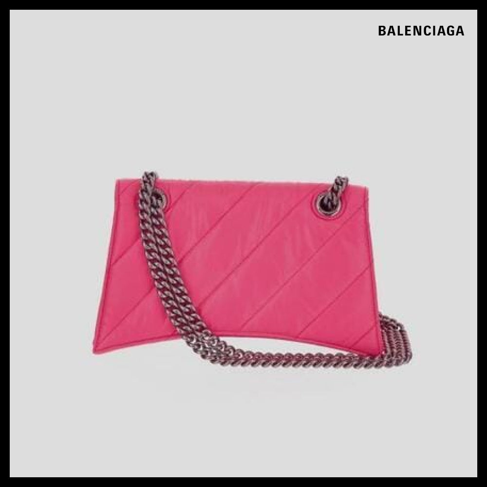 【BALENCIAGA】Crush Small Chain Bag Quilted Pink