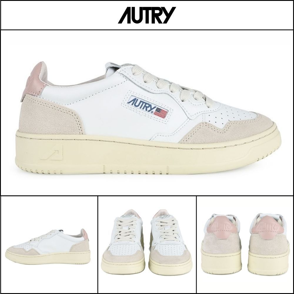 【AUTRY】Medalist Leather Suede Low Top Pink Tab