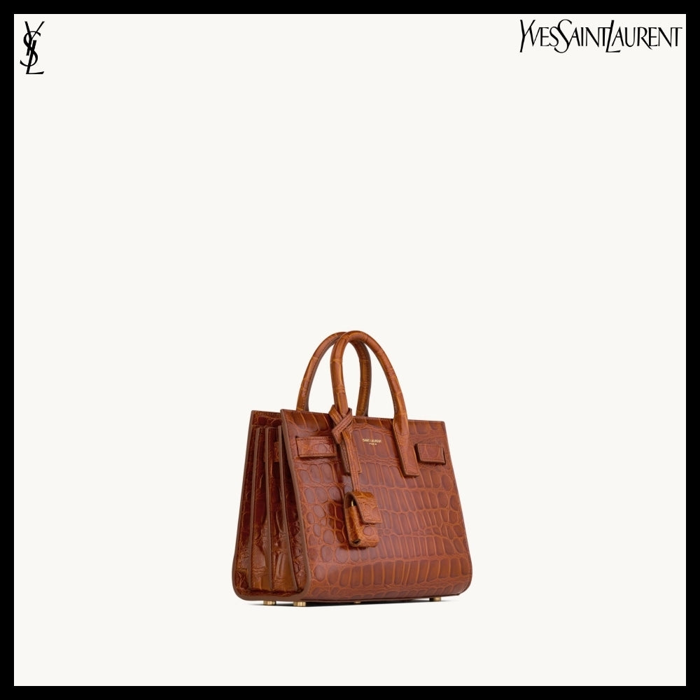 【Saint Laurent】Embossed Crocodile Leather SAC DE JOUR Bag