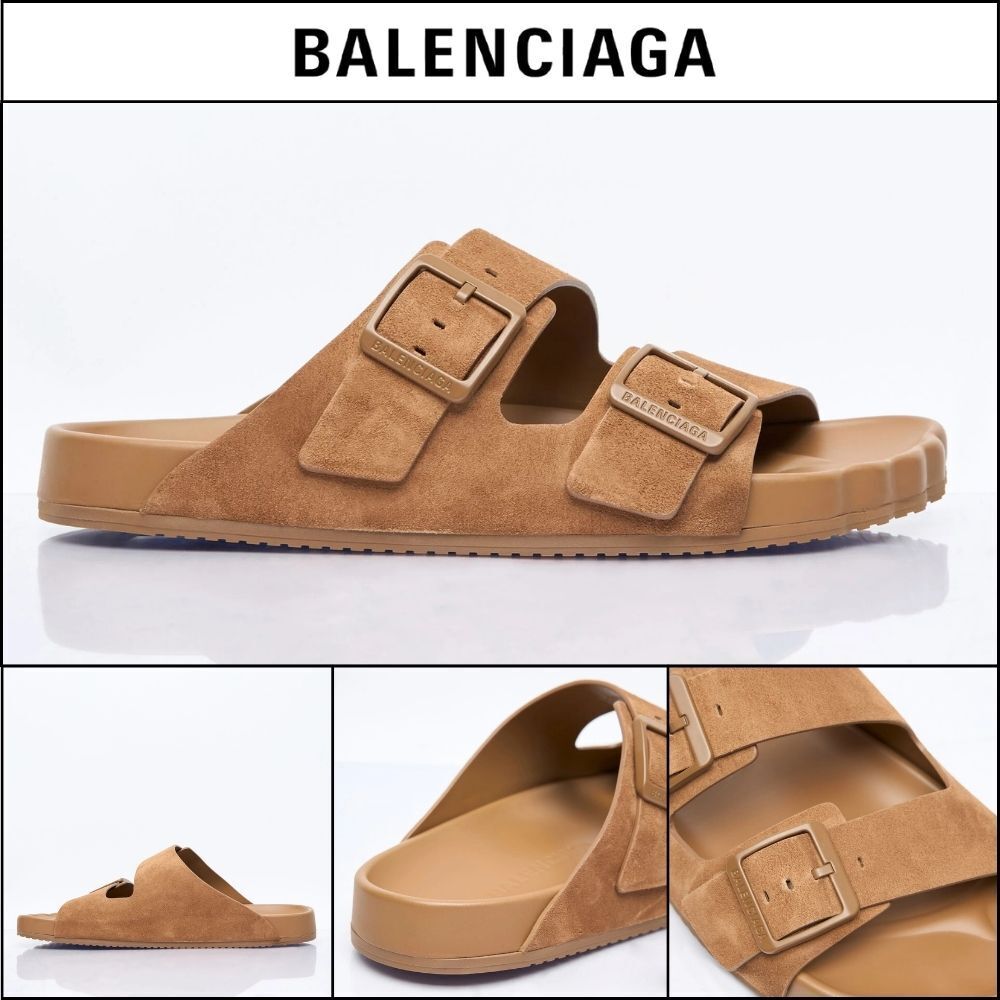【BALENCIAGA】Sunday Mule Suede Sandals In Brown