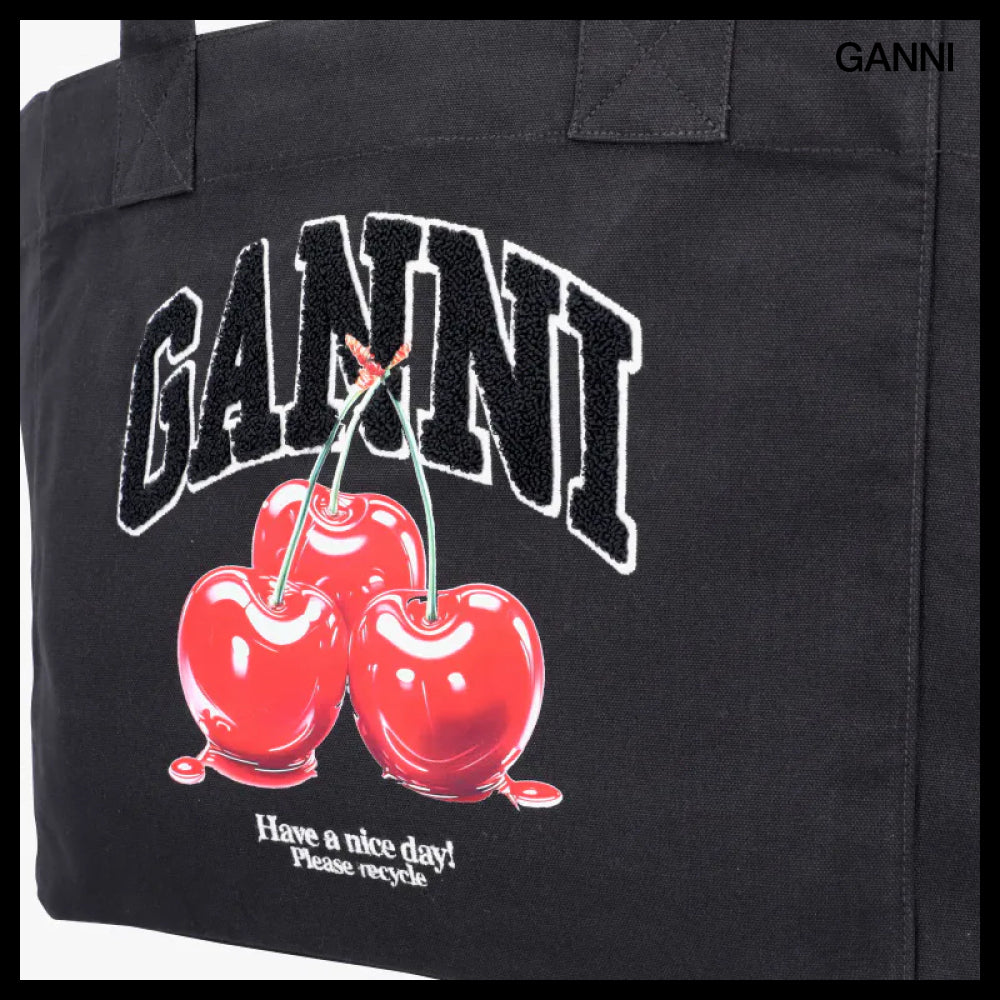 【Ganni】Cherry Print Medium Shopper Tote cherry shopper
