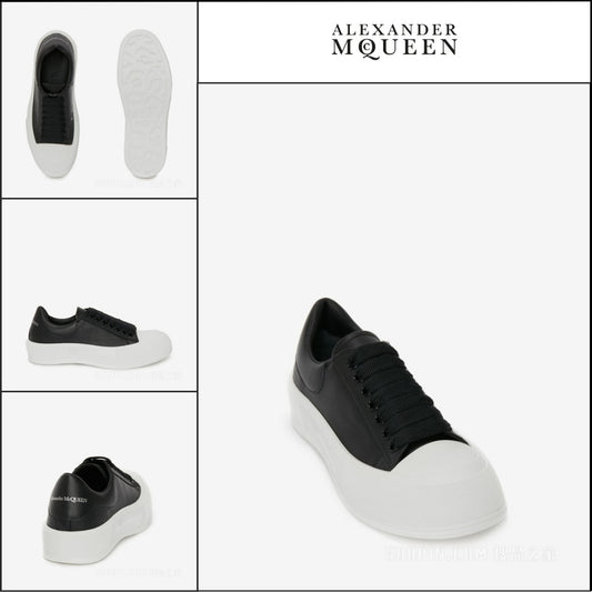 【Alexander Mcqueen】DECK Lace-up Canvas Shoes Black White