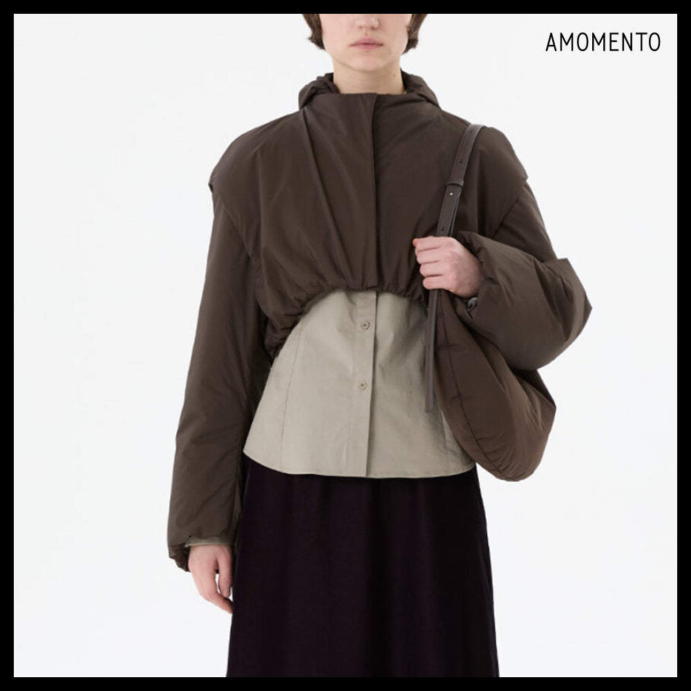 【AMOMENTO】Sheer Nylon Padded Crop Jumper 2 Colors