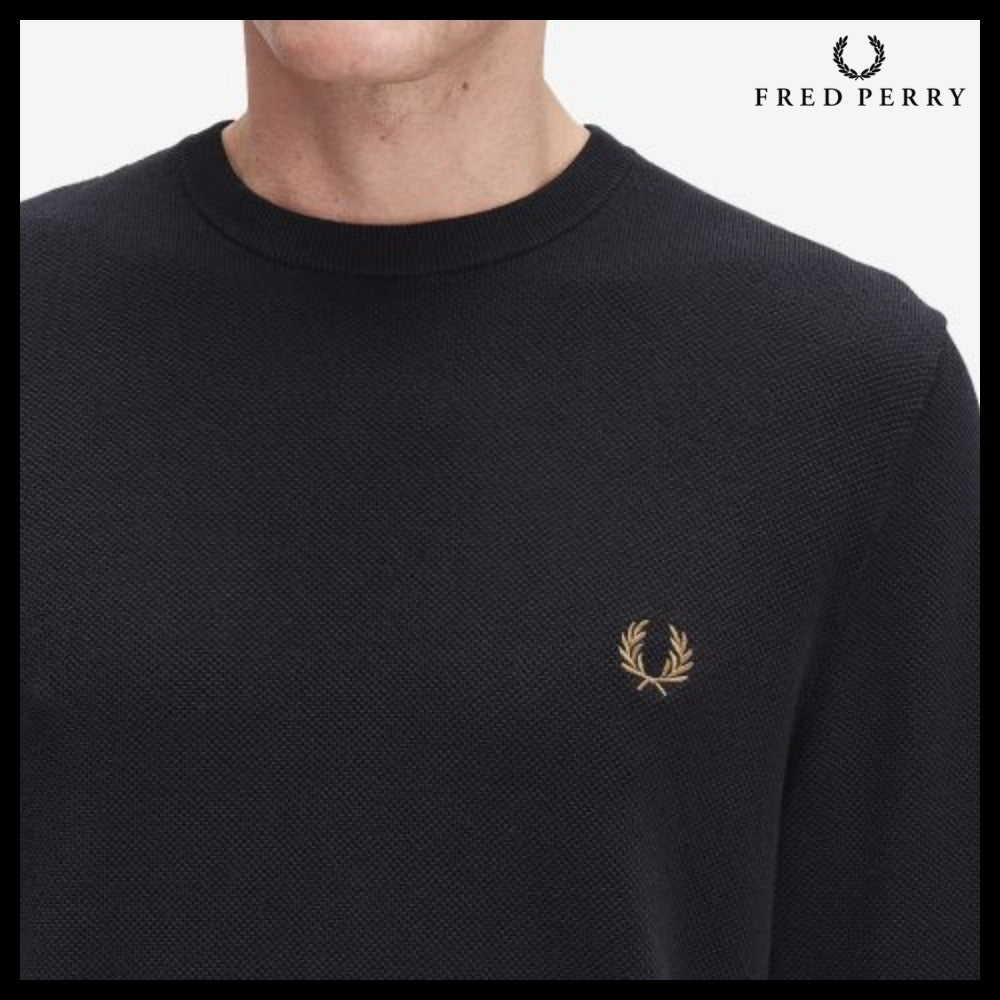 【FRED PERRY】Pique Stitch Knit Black
