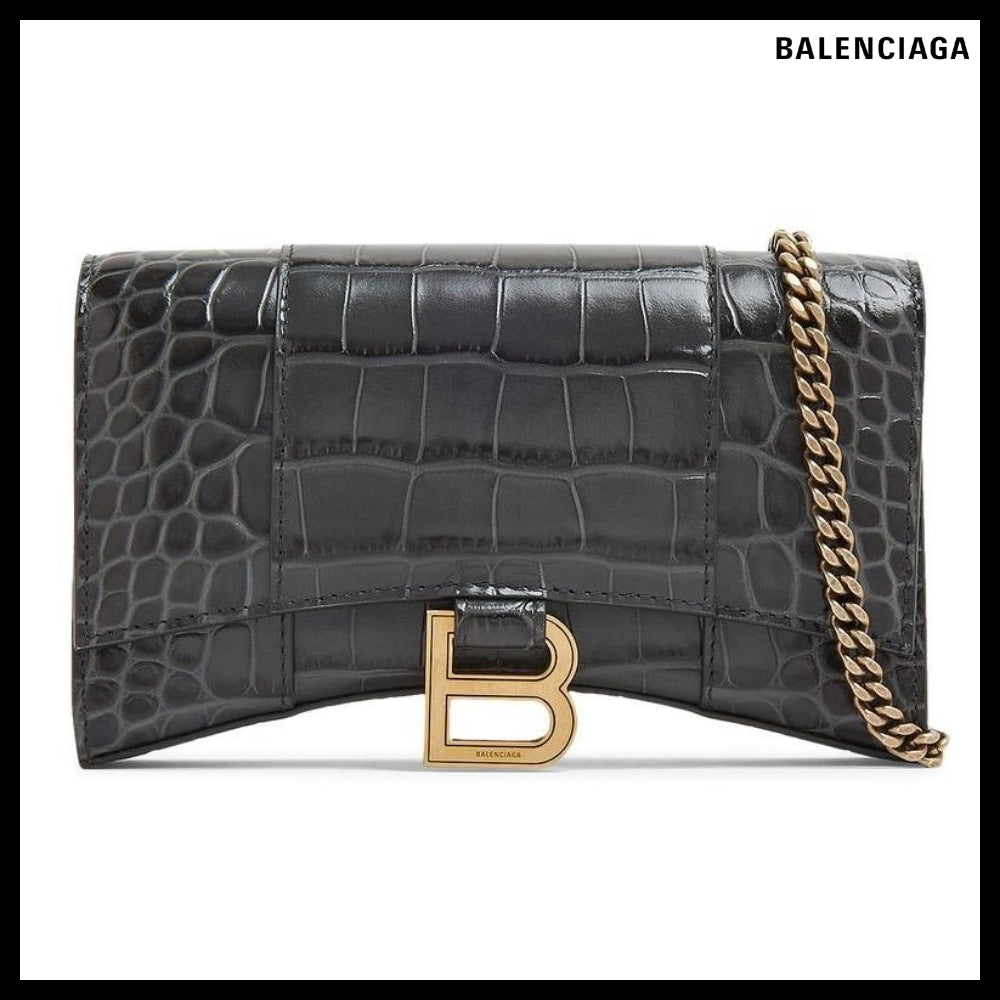 【正規品】BALENCIAGA Crocodile Embossed Hourglass Wallet