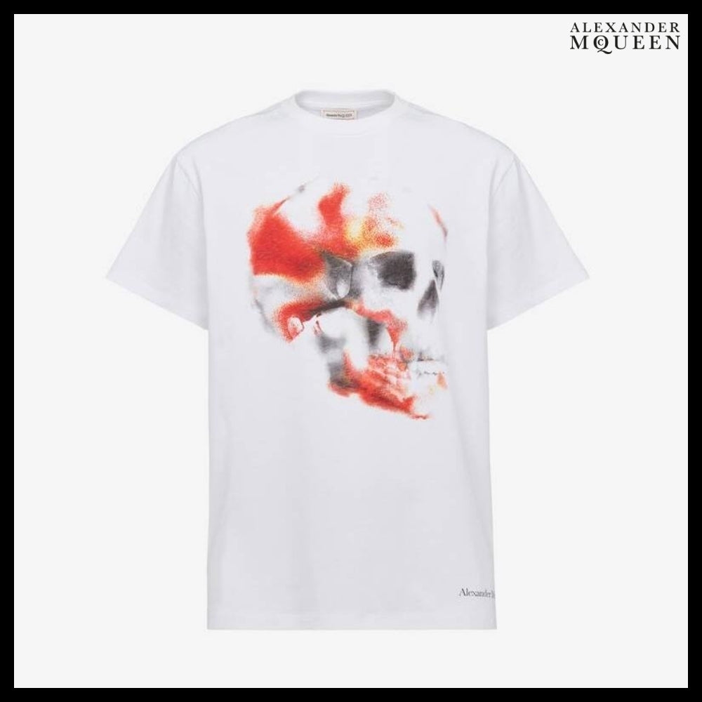【Alexander Mcqueen】Obscured Skull T-shirt in WhiteRedBlack