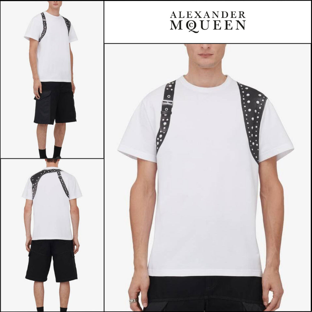 【Alexander Mcqueen】Studded Harness T-shirt in White/Black