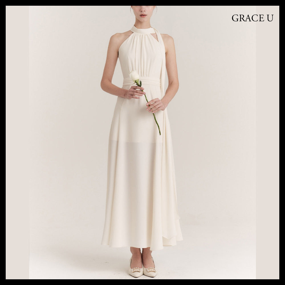 【GRACE U】Isabel Halter-Neck One-Piece 3 Colors