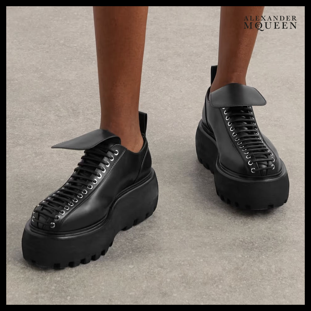 【Alexander Mcqueen】Sofa Lace-Up Platform Brogues Black