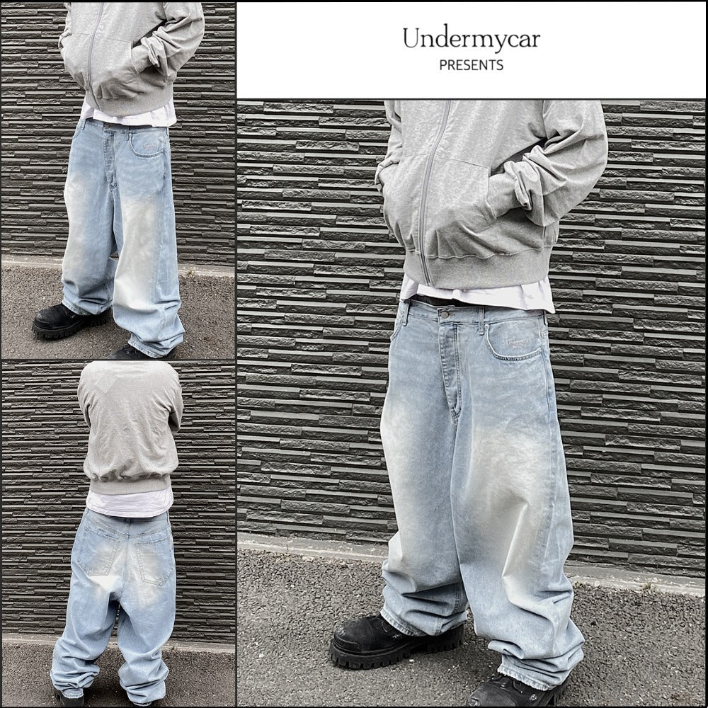 【Undermycar】Mu.31 Anti FxxkingLogoPlayBrushWashedWideJeans