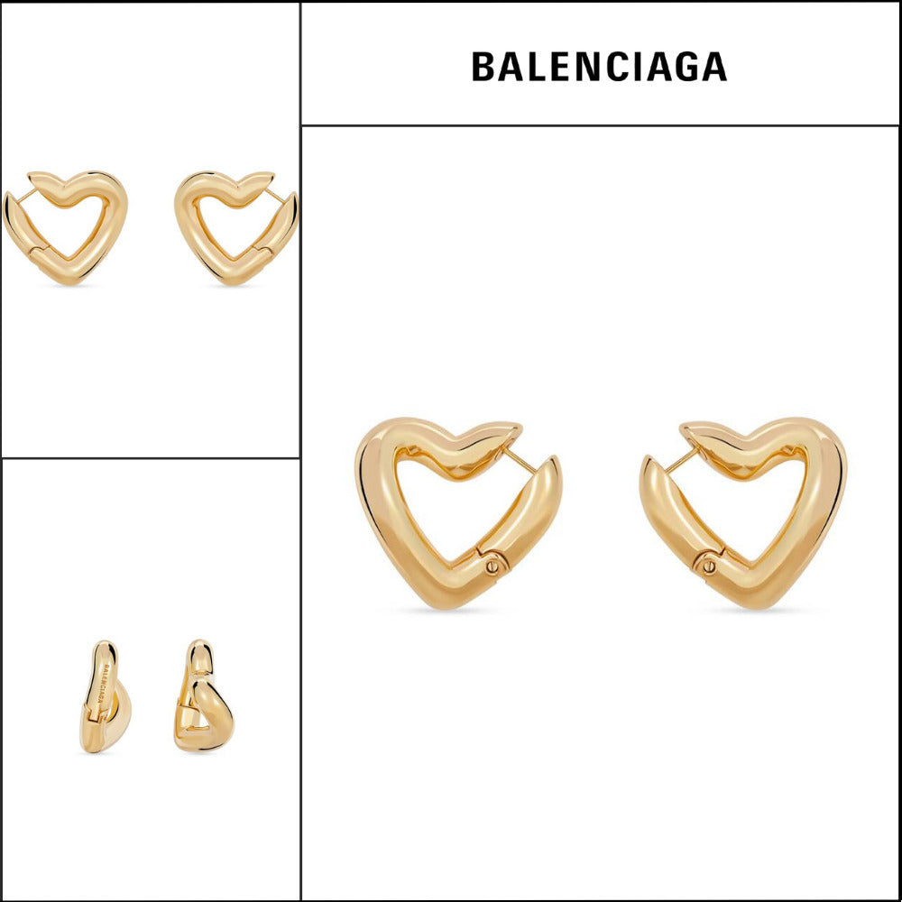 【BALENCIAGA】Loop Heart Earrings Gold