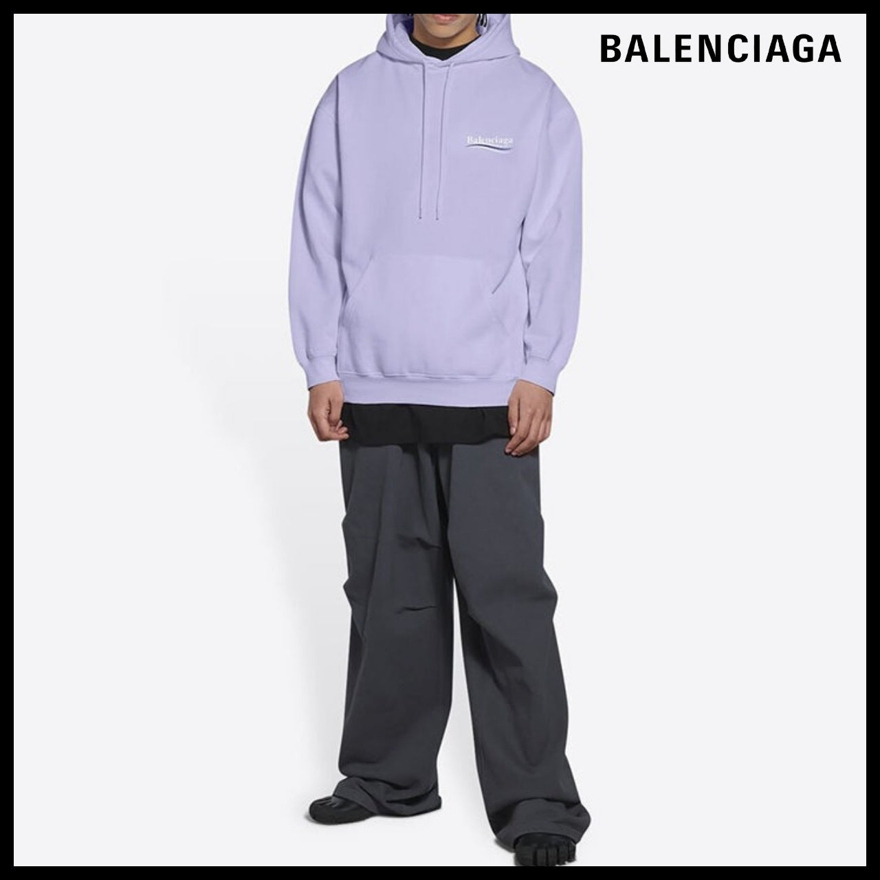 【BALENCIAGA】Purple Political Campaign Hoodie Medium Fit
