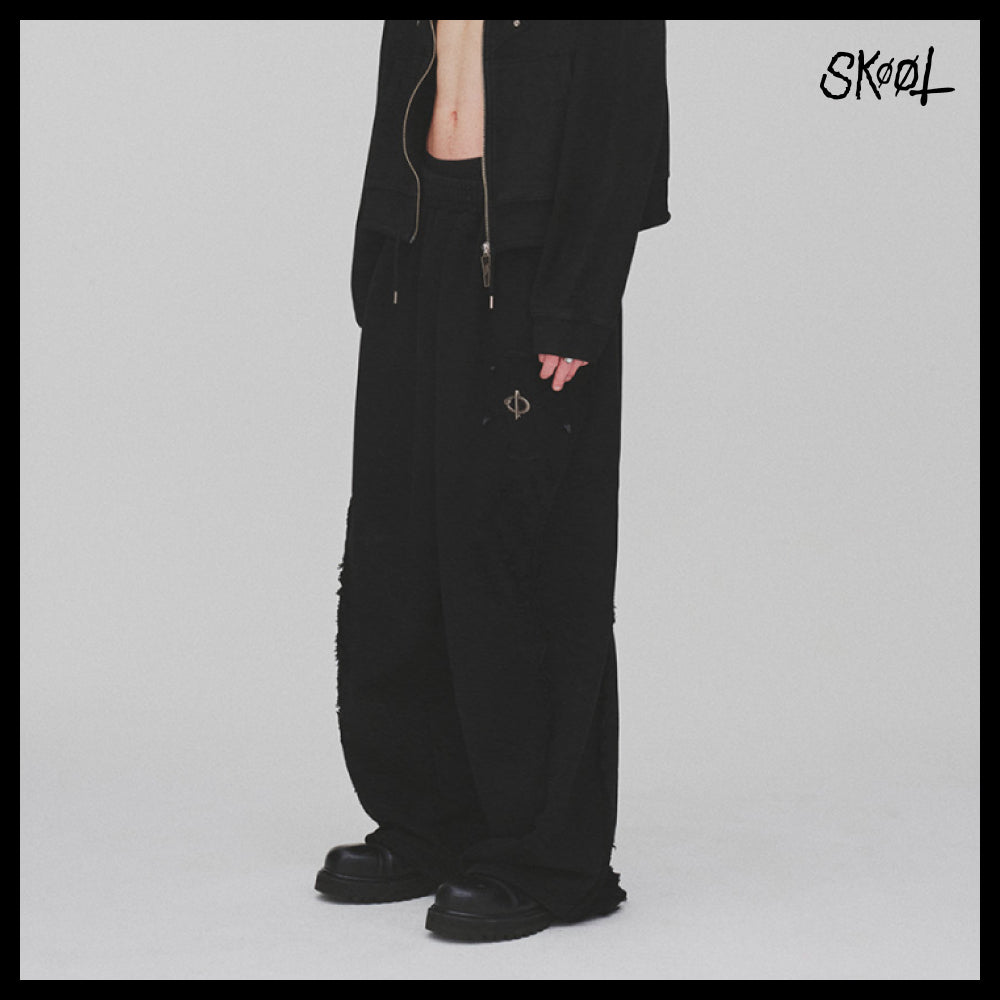 【SKOOT】シュレッド ブラック スウェットパンツ