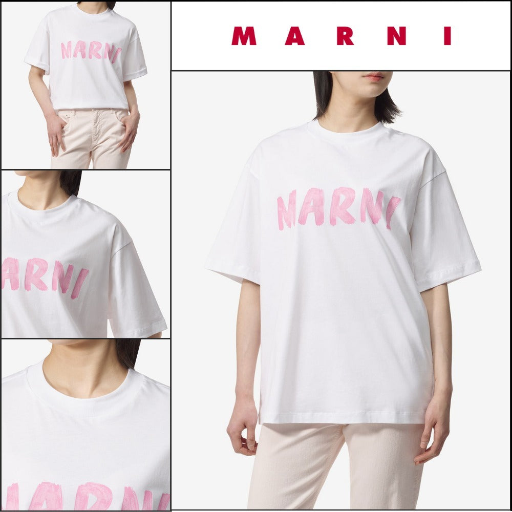 【MARNI】ロゴプリント 半袖Tシャツ リリーホワイト