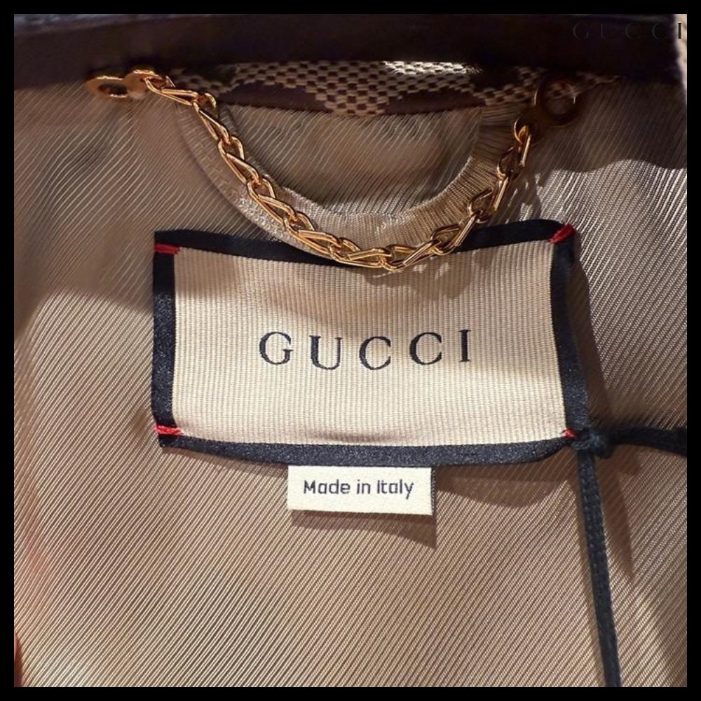 【GUCCI】Jumbo GG Cotton Canvas Blouson Jacket Camel Ebony