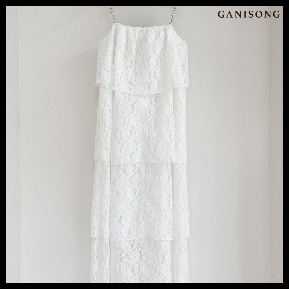 【GANISONG】Bridal Layerd Wedding Cake Dress White