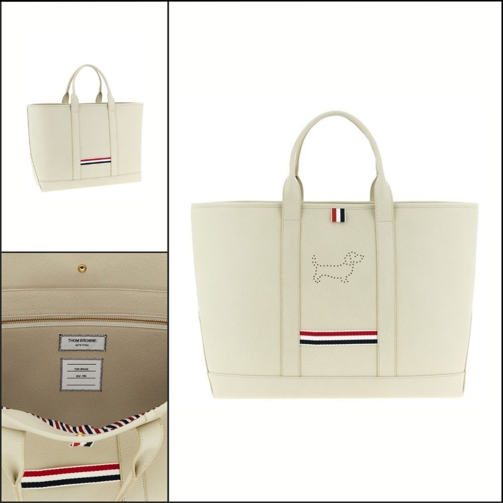 【THOM BROWNE】Ivory Structured Tote Bag
