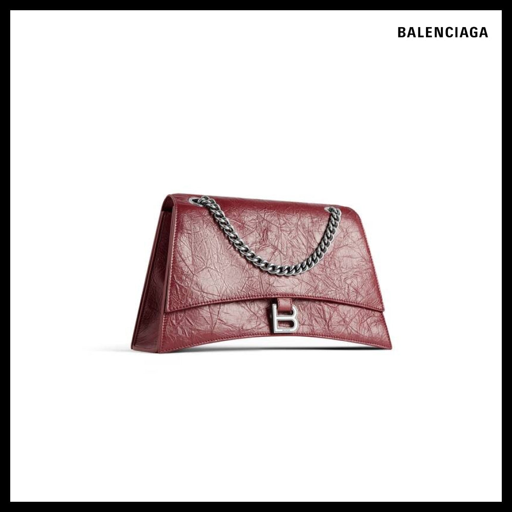 【BALENCIAGA】Crush Medium Chain Bag Dark Red