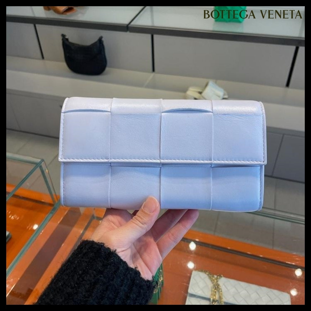 【BOTTEGA VENETA】Intreccio Nappa Calf Flap Long Wallet