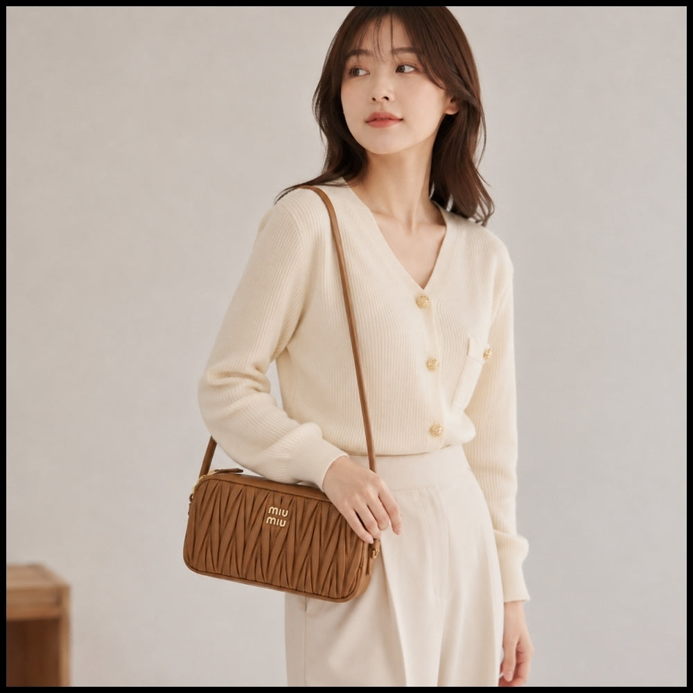 【Miu Miu】Women’s Matelasse Pouch Shoulder Bag