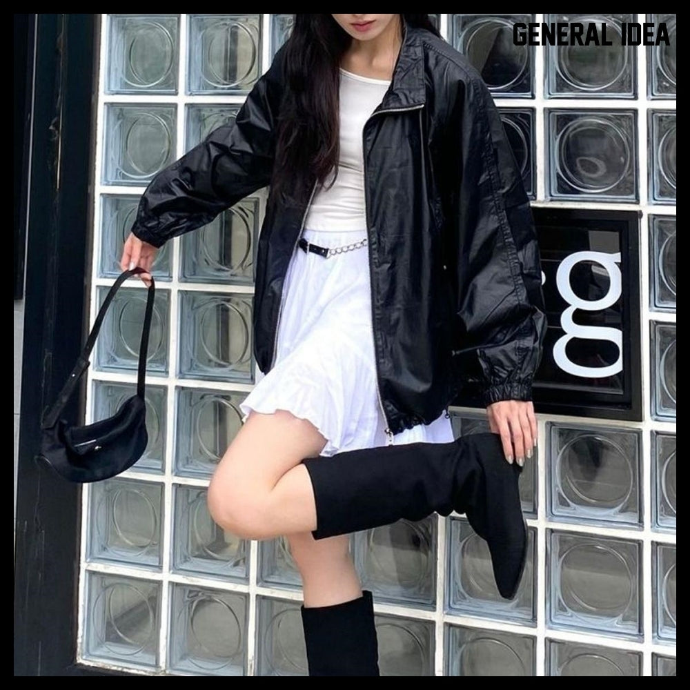 【GENERAL IDEA】Glossy Coating Jumper - Black