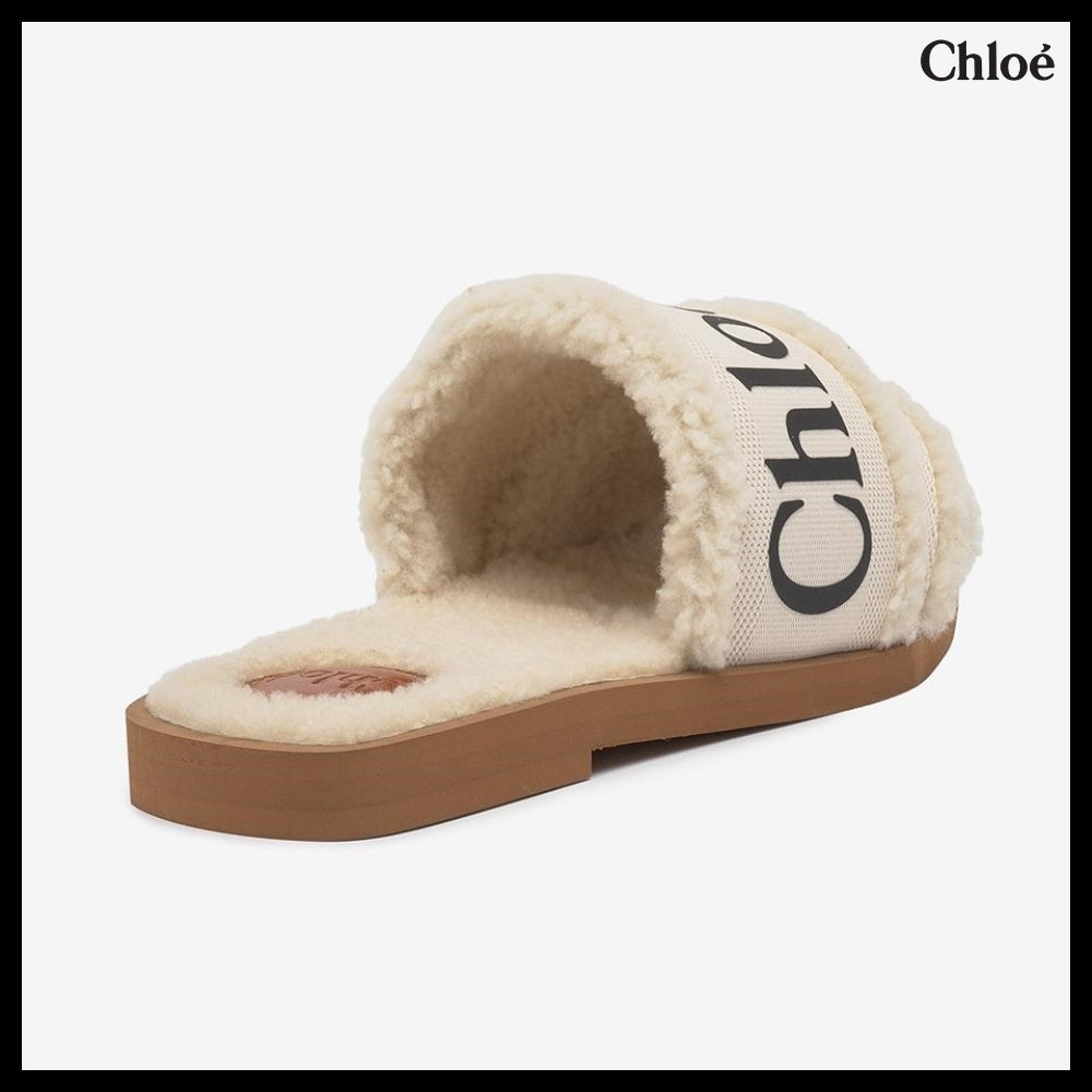 【CHLOE】ウッディ フラットミュール ホワイト