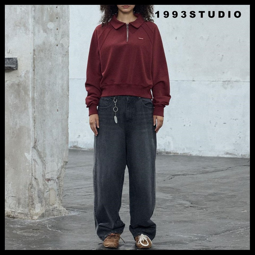 [1993STUDIO] SMALL LOGO HALF ZIP COLLAR SWEATSHIRT 3COLORS