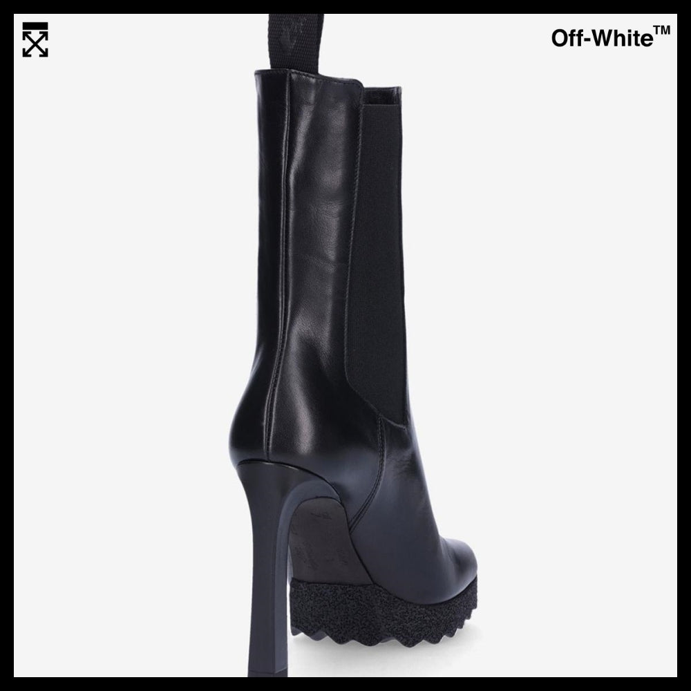 【Off-White】Sponge Platform Chelsea Heels - Black