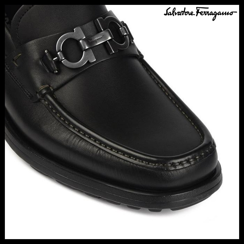 ◆FERRAGAMO◆DAVID DOUBLE GANCINI LOAFERS BLACK