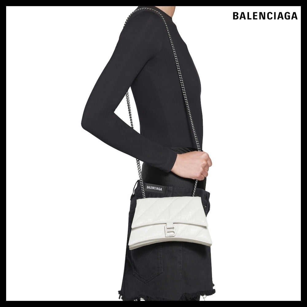 【BALENCIAGA】Crush XS Chain Bag Quilted White