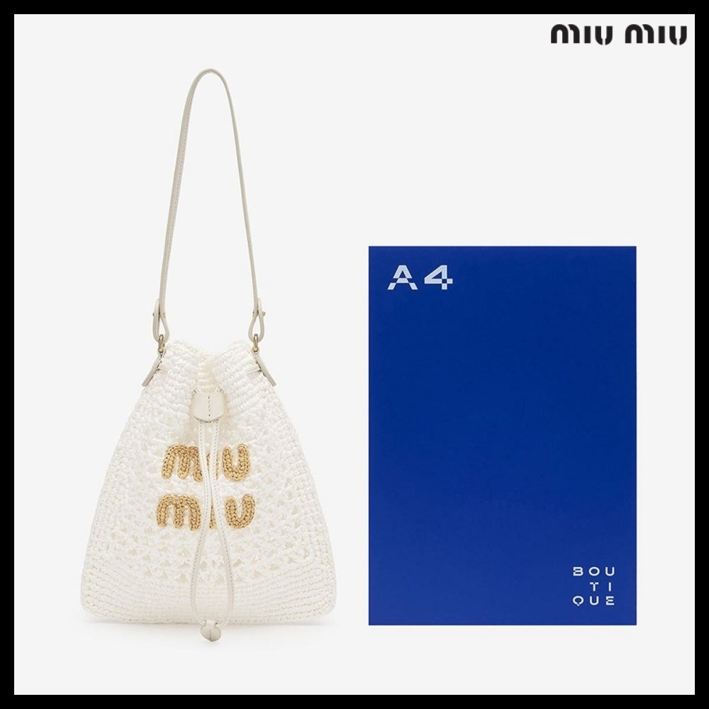 【MiuMiu】Mini Woven Fabric Drawstring Tote Bag