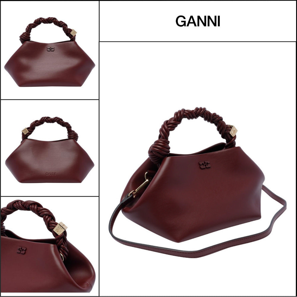 【GANNI】Burgundy Leather Shoulder Bag