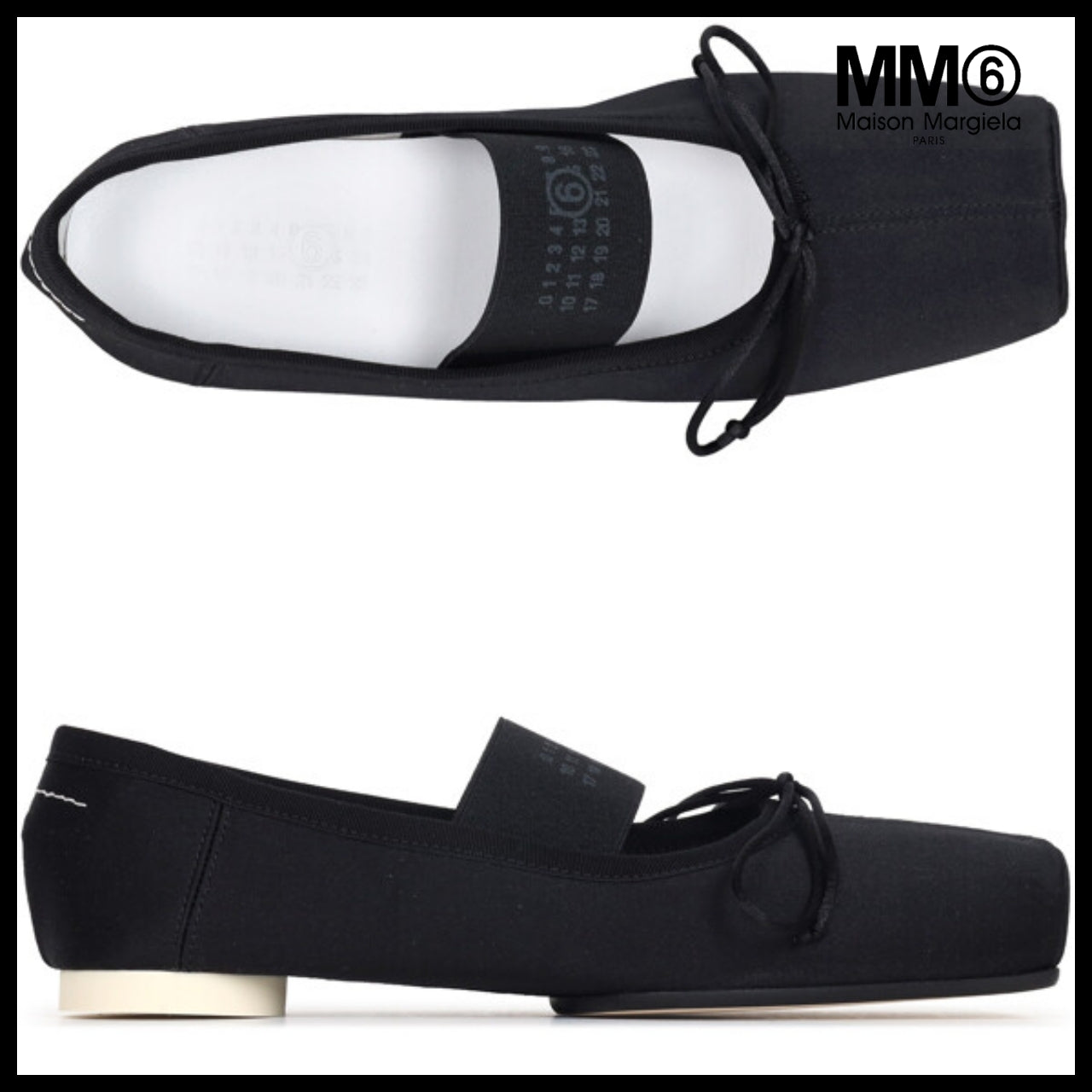 【MM6 Maison Margiela】25SS Black Anatomic Numbers Ballerina