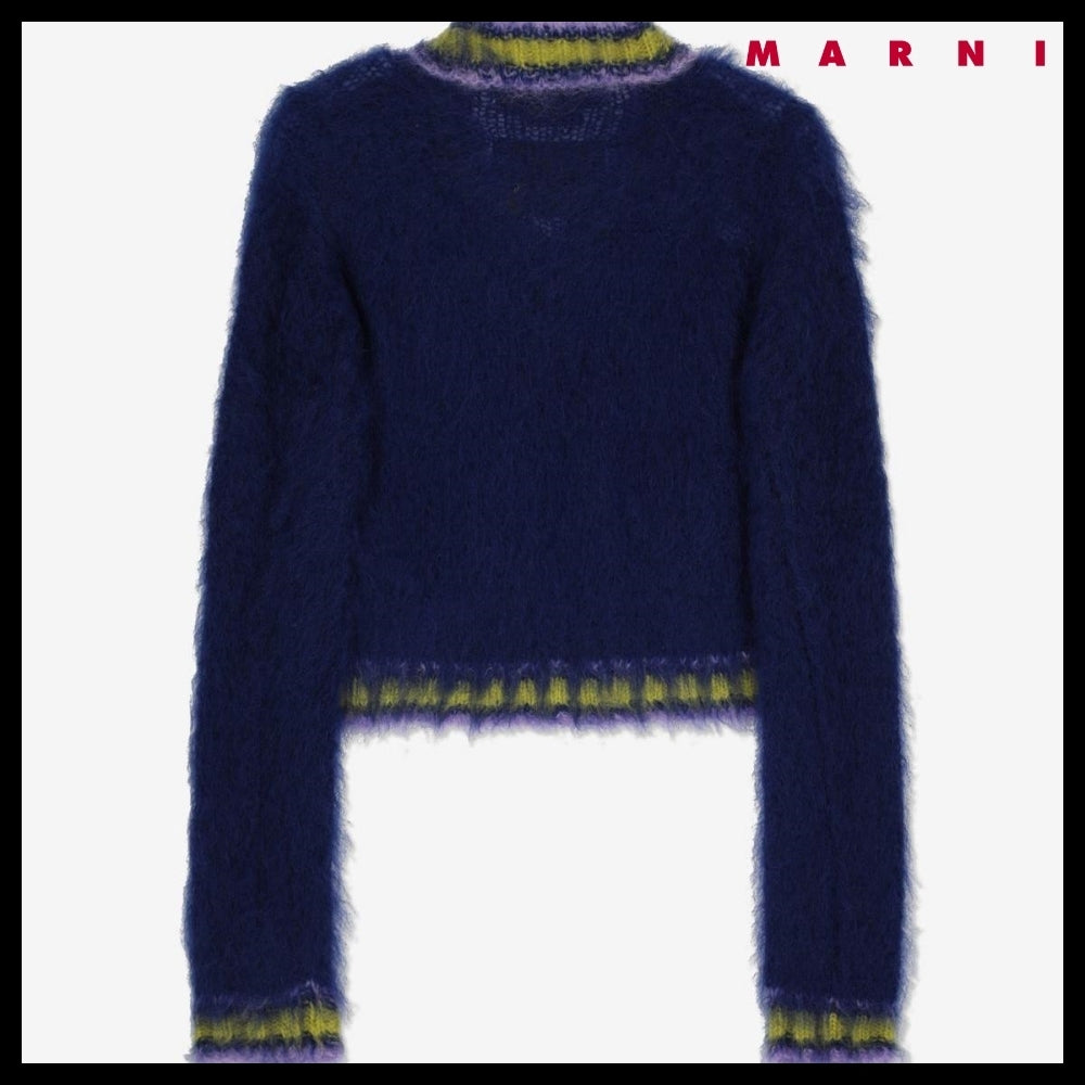 【MARNI】Vネック モヘア ニット ロイヤル ブルー