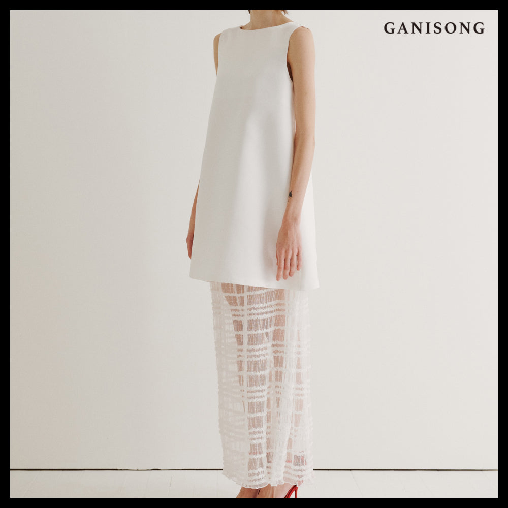 【GANISONG】Bridal Bow Shower Dress White