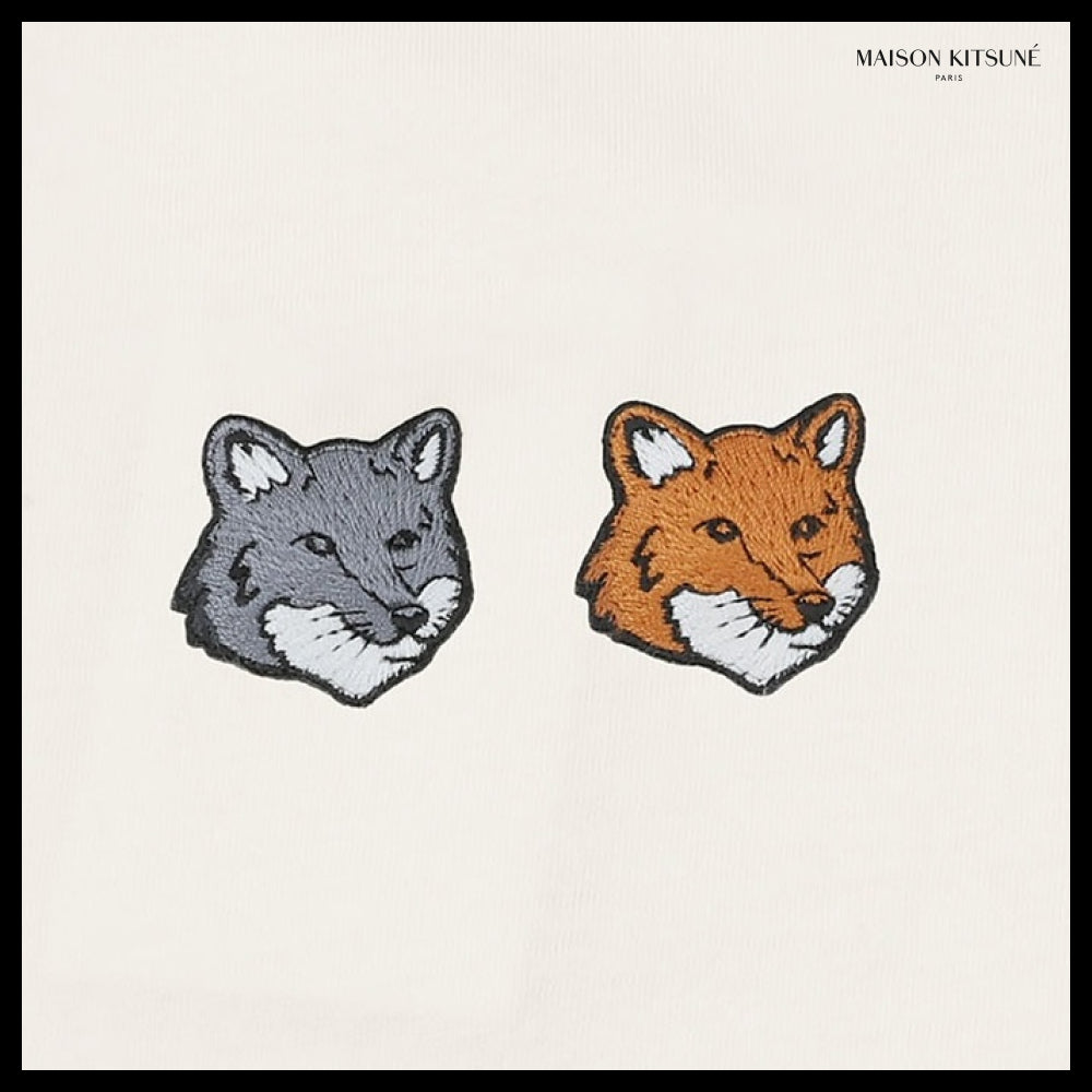 【MAISON KITSUNE】Double Fox Head Patch T-Shirt Latte