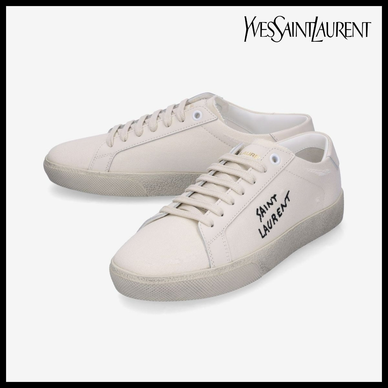 【Saint Laurent】SL06 Low-Top Sneakers - Cream