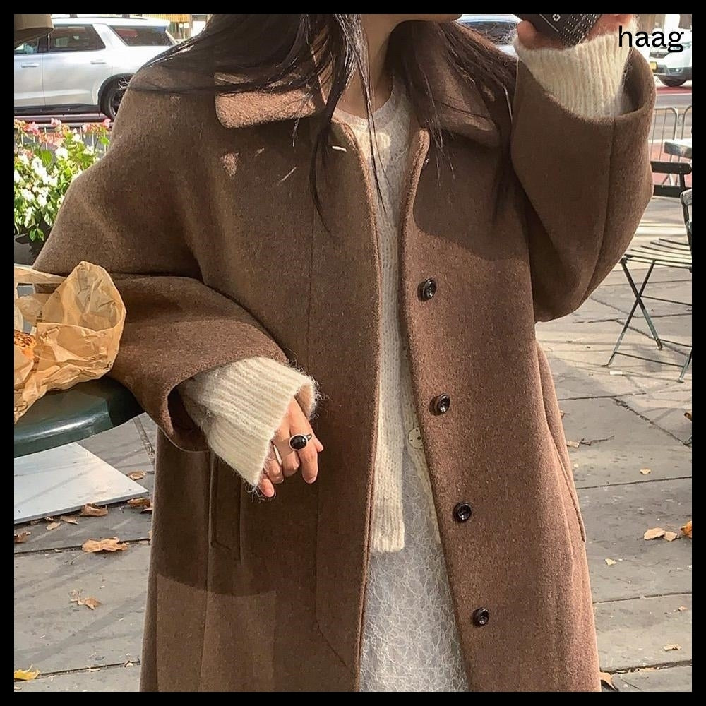 【HAAG】A Wool Single Coat Brown
