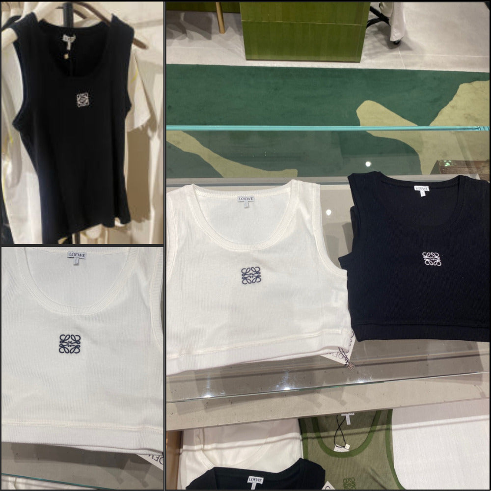 【LOEWE】Anagram Embroidered Logo Sleeveless Crop Top