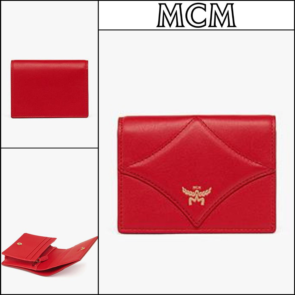 【MCM】Calf leather diamond wallet