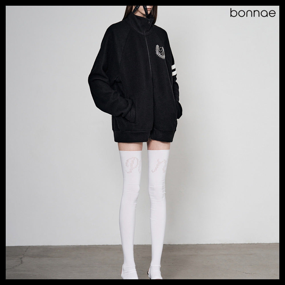 【Bonnae】Beaded Knit Zip-Up 2Colors