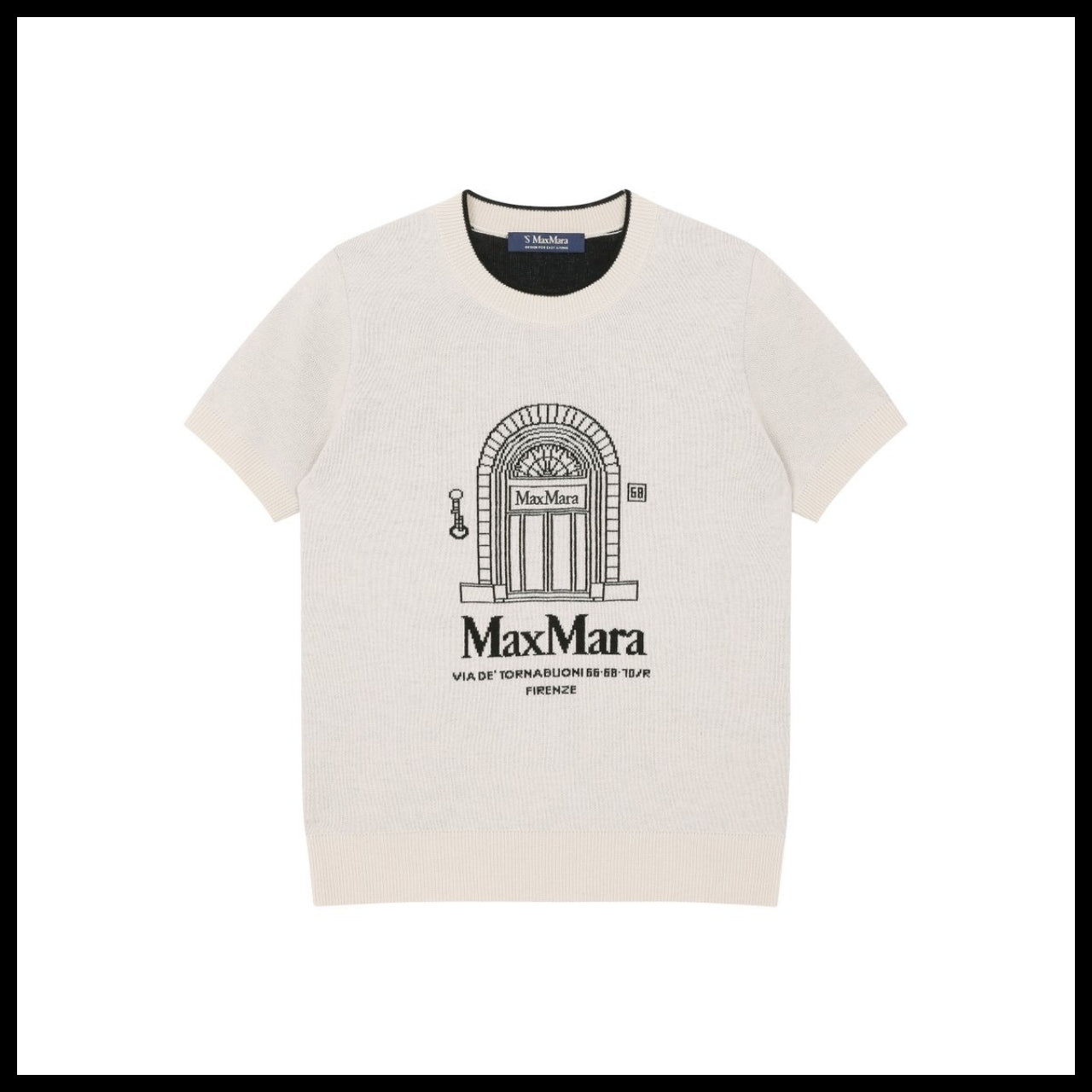 【Max Mara】Euforia Wool Short Sleeve Knit Top Ecru