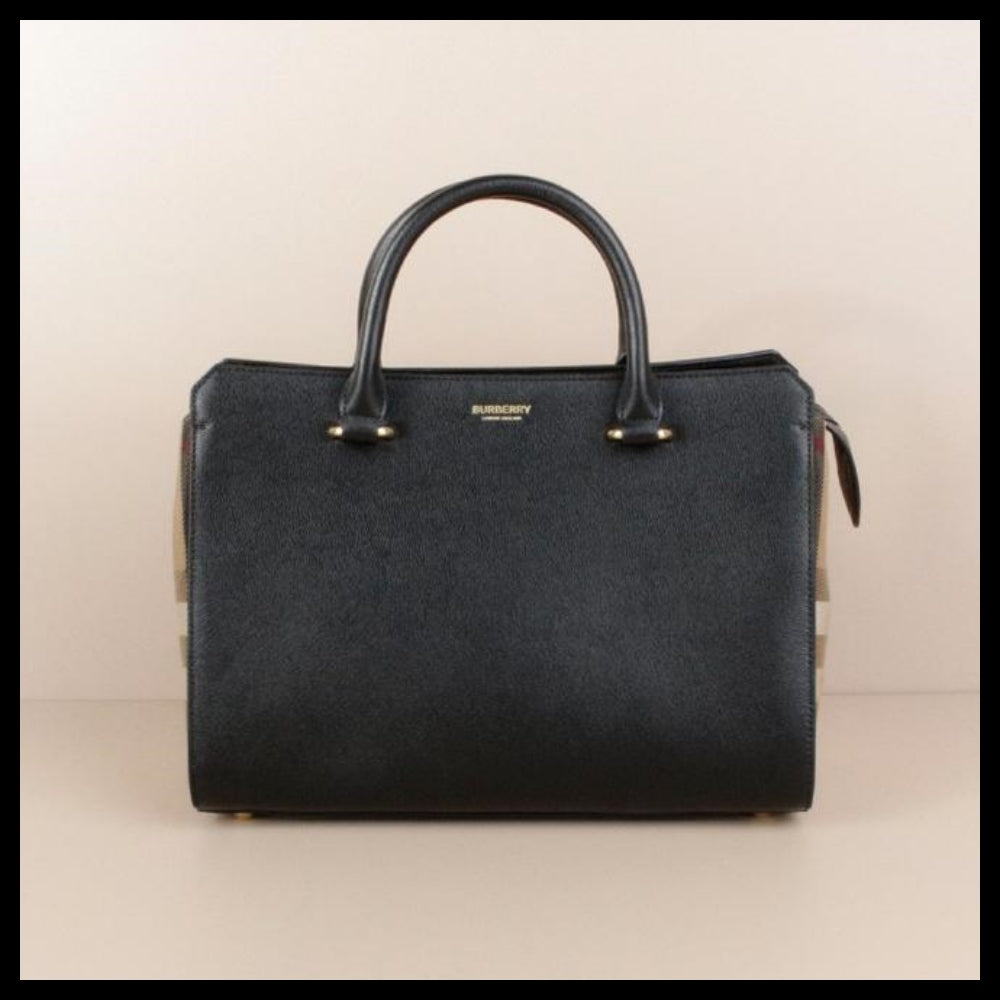 【Burberry】Banwell House Check Small Tote Bag Black