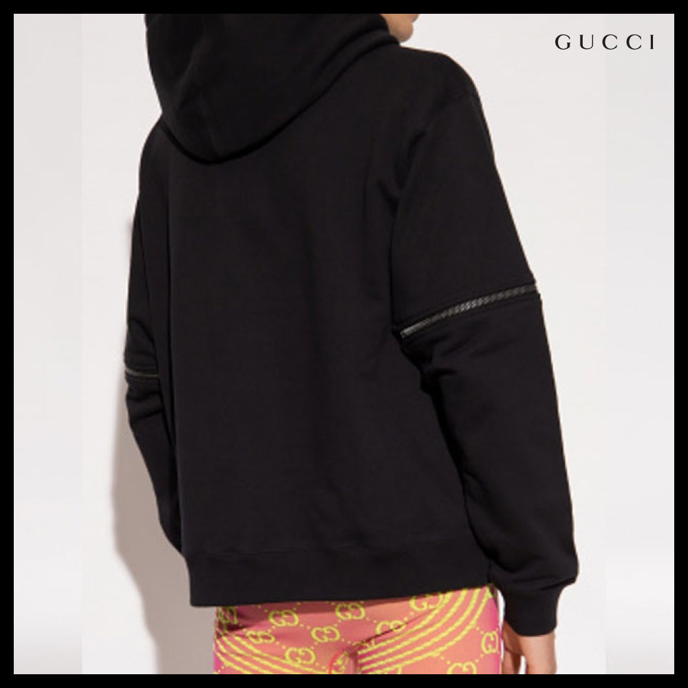 【GUCCI】Sunset Hooded Sweatshirt with Removable Sleeves