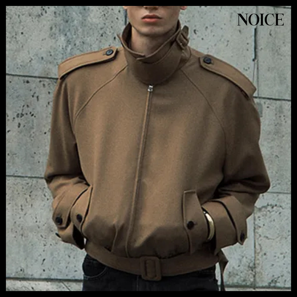 【NOICE  】NECK BUCKLE WOOL BLEND BLOUSON CAMEL