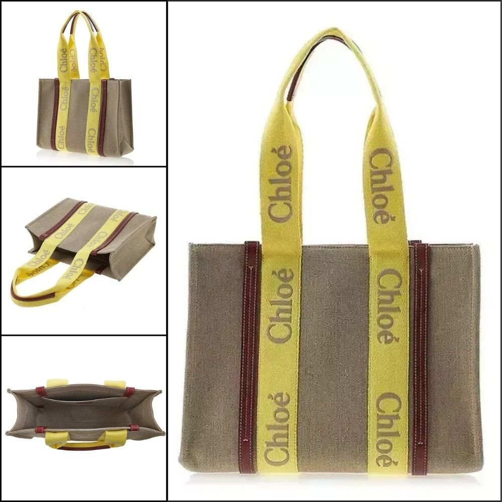 【Chloe】Women’s Woody Medium Tote canvas woody