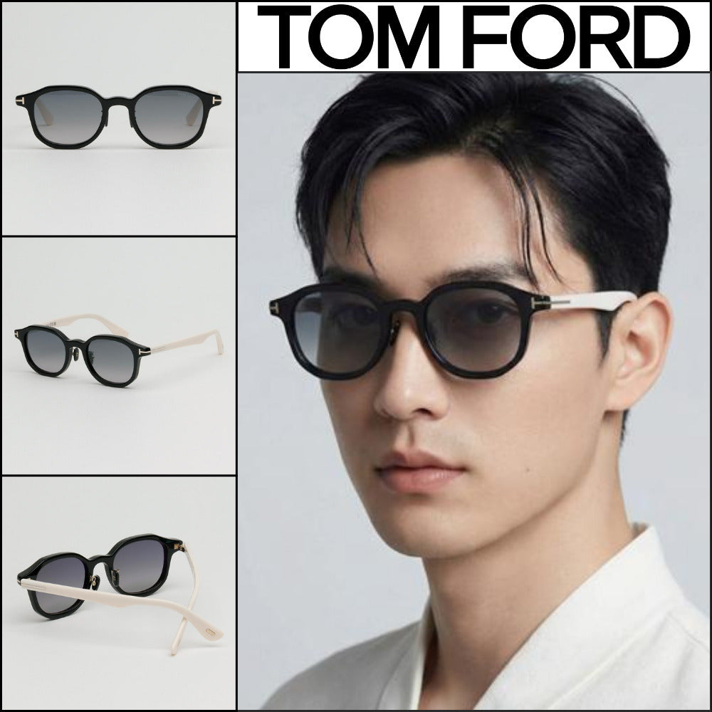 【TOM FORD】Black Horn-Rimmed Sunglasses Grey Gradient Tint