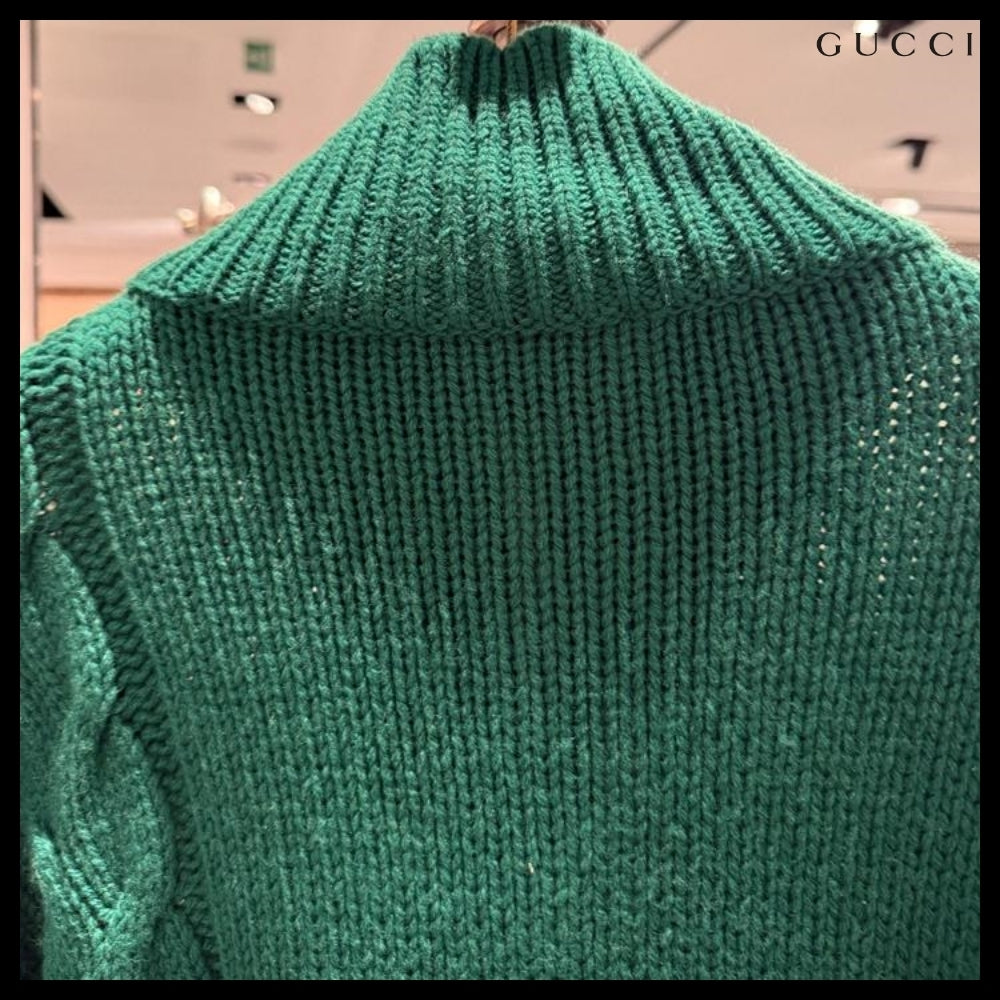 【GUCCI】Web Stripe Wool Knit Bomber Jacket Yard