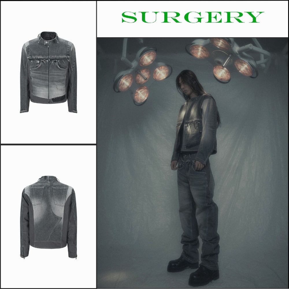 【SURGERY】Denim Biker Jacket Grey