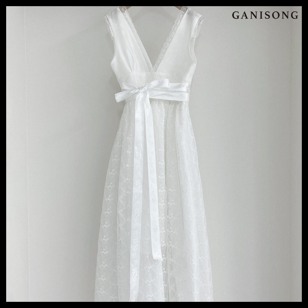 【GANISONG】Bridal Sumuk Dress White
